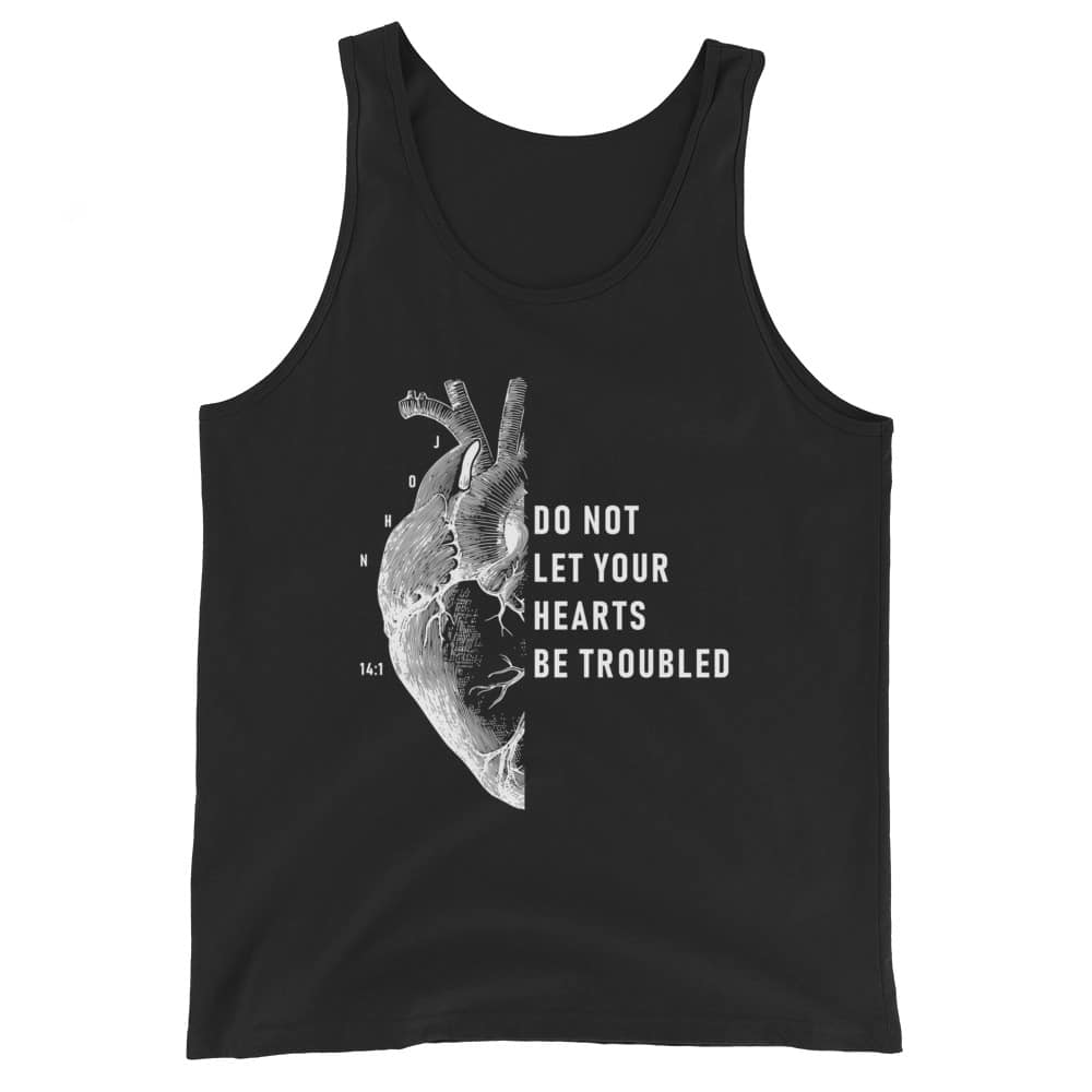 Do Not Let Your Hearts Be Troubled Black Christian Tank Top
