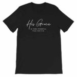 His Grace Is More Powerful Than Our Sin Black Christian Graphic T-Shirt