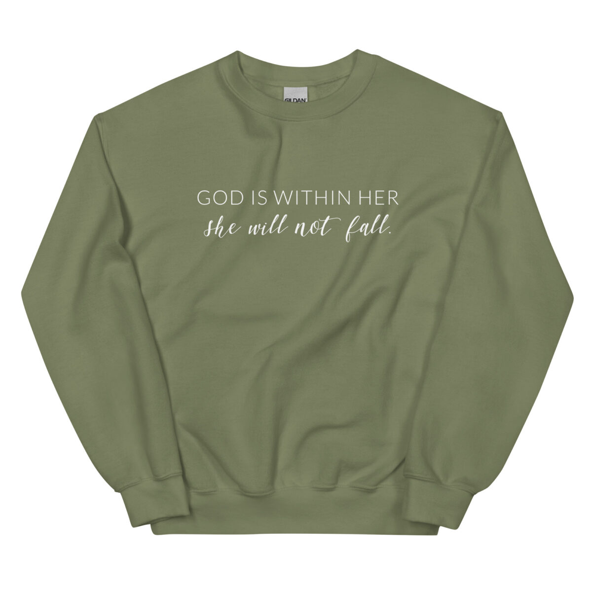 unisex crew neck sweatshirt military green front 639801d0eb588