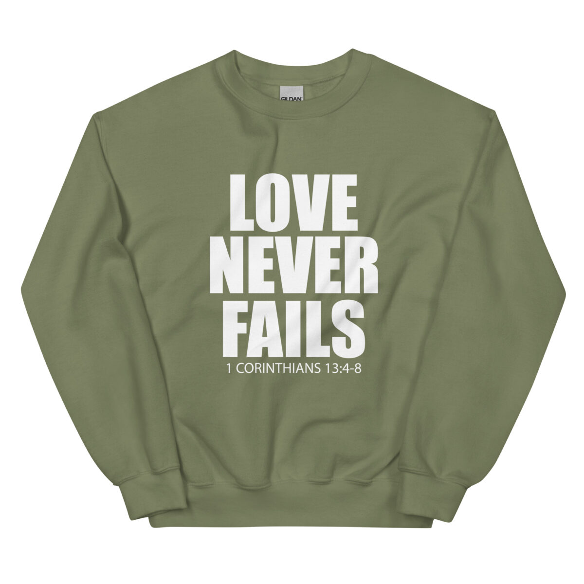 unisex crew neck sweatshirt military green front 63a79107745a8